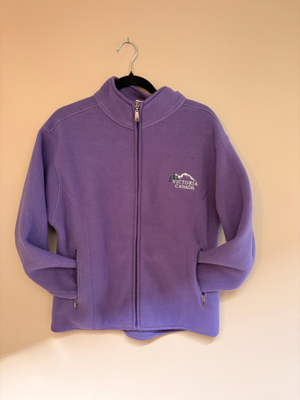 Women's Large Purple Fleece Zip Sweater